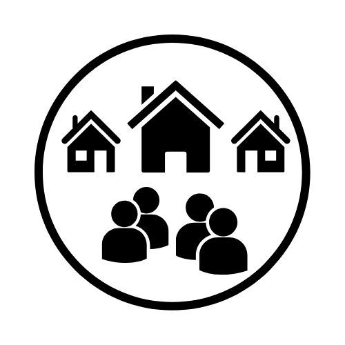 Picture of people and houses in a circle